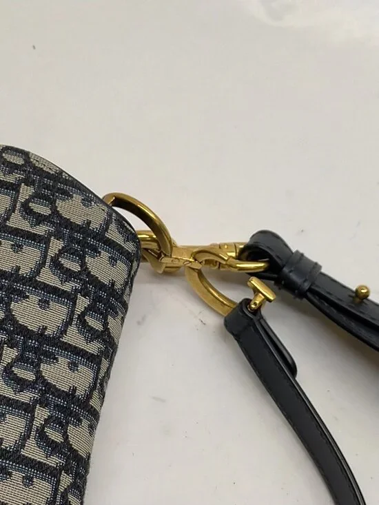 Authentic Dior Saddle Bag Oblique Canvas Navy Blue Shoulder Bag - Picture 8 of 16